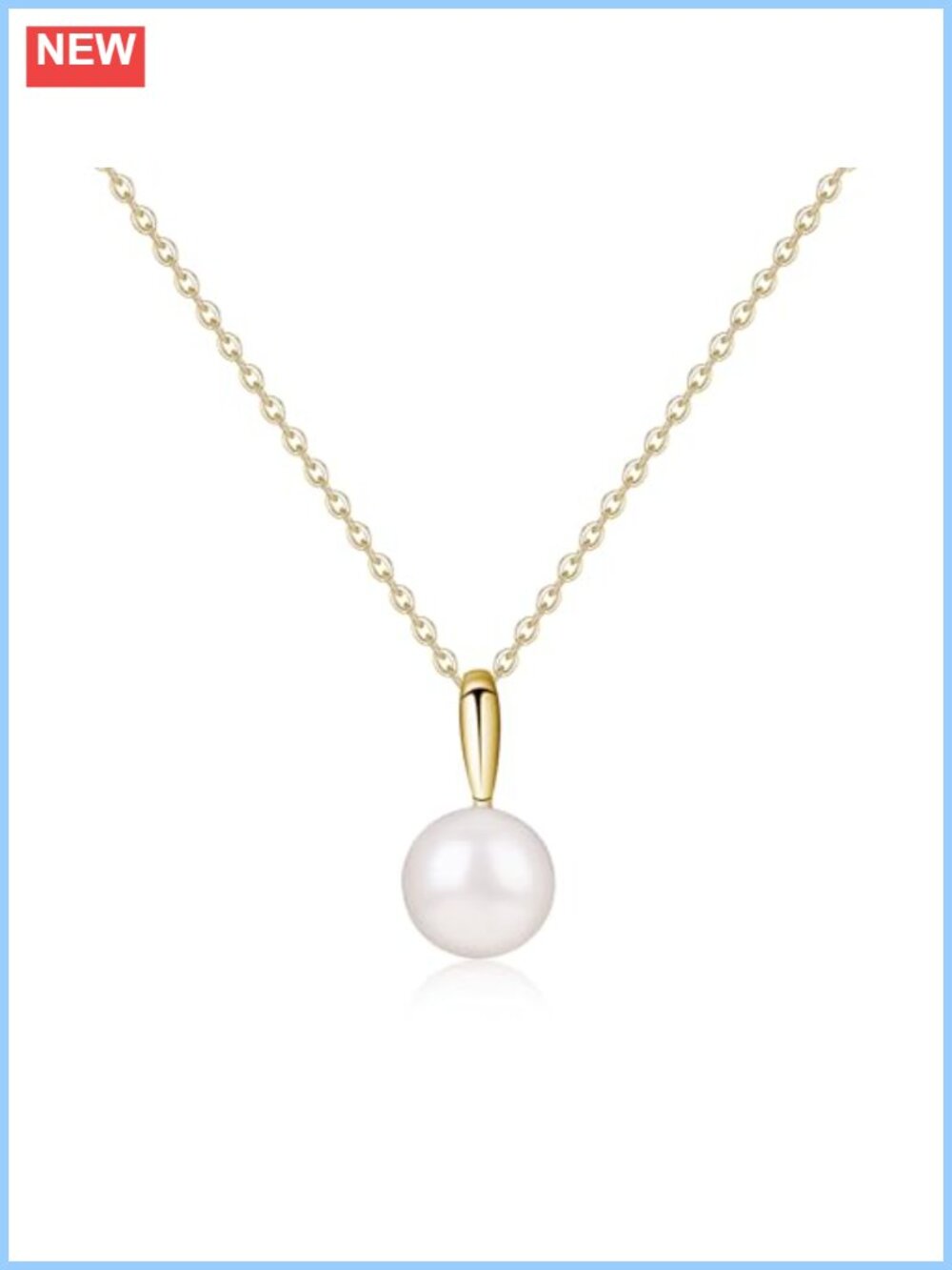 Sterling Silver Freshwater Pearl Necklace 14k Gold Plated Cable Chain 16+2"